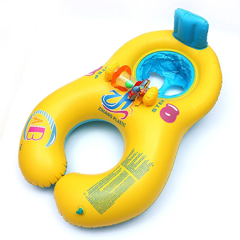Inflatable Baby Swimming Ring Cartoon Mother and Child Circle Safety Double Seat Boat Pool Float 63781 | Спорт и развлечения