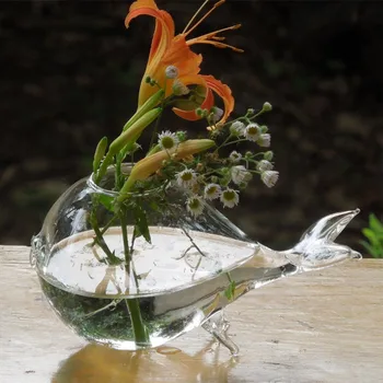 

8pcs/pack Diameter=10cm Height=15cm Fish Shaped Glass Vase Home Decoration Fish Shaped Terrarium Vase Airpalnt Glass Bottle