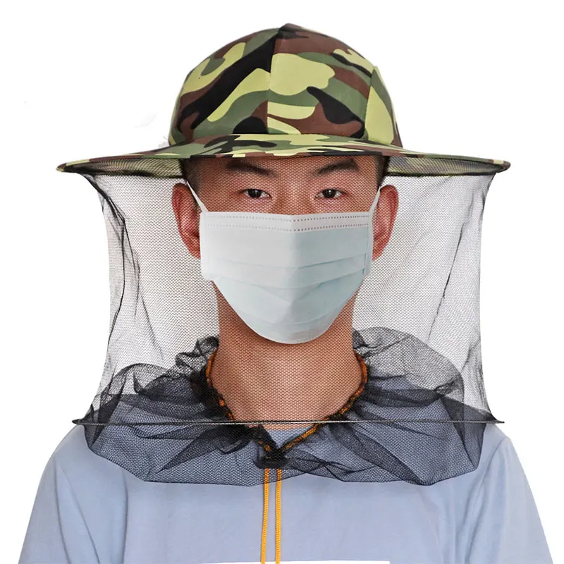 

Camouflage Beekeeping Protective Hat-Veil Combo Anti Bee Suit Beekeeping Hat Bug Mesh Mask Quality Bee clothing wholesales