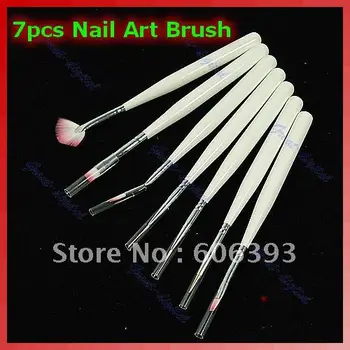 

YAS 10 set/lot Profession 7pcs Nail Art Design Painting Pen Polish Brushes Set White