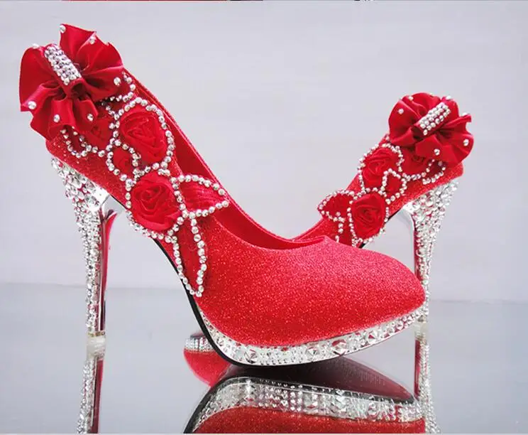 2018 wedding shoes red bride thin section high heels shallow mouth bridesmaid shoes gold butterfly shoes