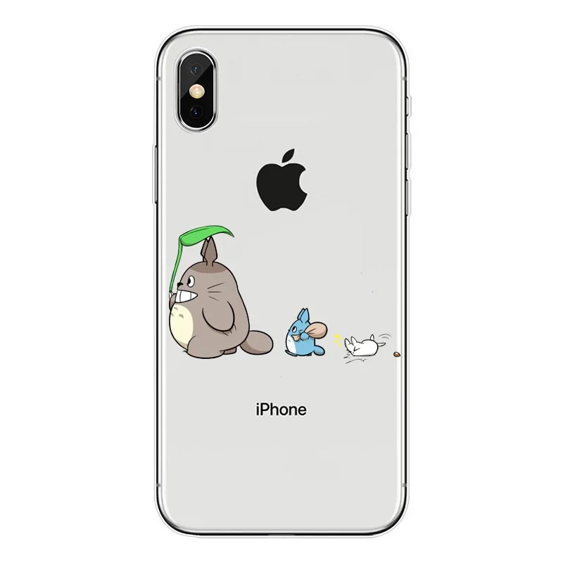 Bonito Totoro Ghibli Miyazaki Anime A Viagem de Chihiro Kaonashi Soft TPU Caso de Telefone Claro Para iPhone 7 8 Plus 6 5 Max 4