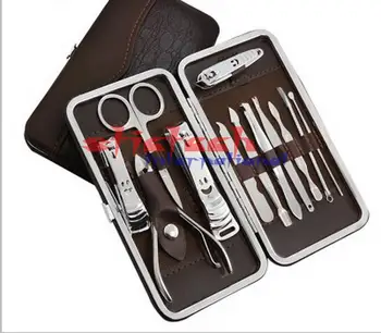 

by dhl or ems 100 sets Nail Art Manicure Set Nail Care Tool with Nailb Cutter Clippers Scissor Tweezers with Leather Case