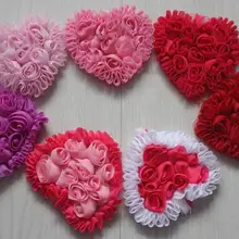 40 шт. 8 см шифоновая роза Сердце цветок аппликация для девочек повязки на голову заколки для волос футболки пошив одежды цветок аксессуары