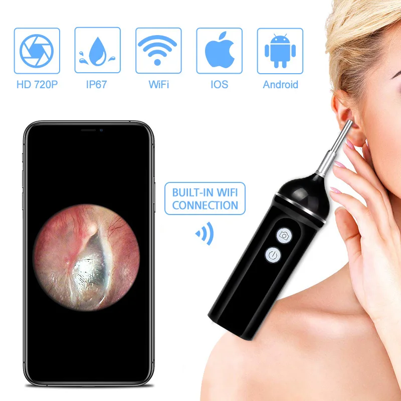 

Ear Cleaning Endoscope HD Visual Ear Spoon 5.5mm Wifi Mini Camera Android IOS Ear pick Otoscope Borescope Tool for iPhone ipad
