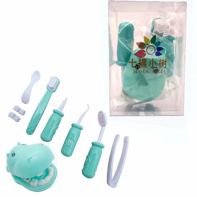 9Pcs Kids Pretend Play Toy Dentist Check Teeth Model Set Medical Kit Educational Role Play Simulation Learing Toys For Children 4