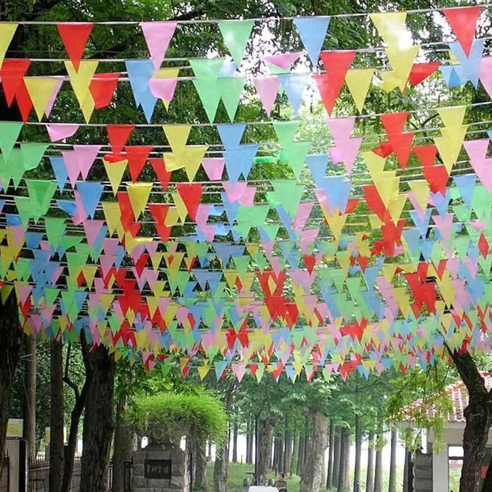 

80M Flags Bunting Banner Multicolor Nylon Flag Banner for Wedding Festival Party Decor Hot Sale