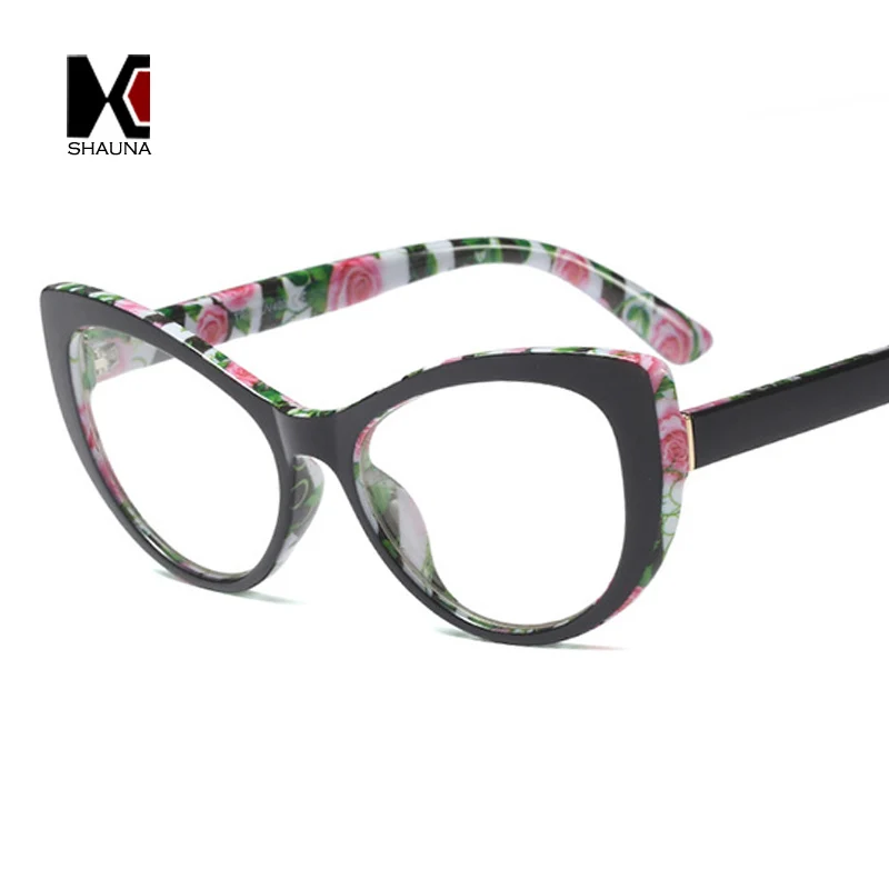 SHAUNA Ультралайт TR90 смешанные цвета оправа для очков Женская мода цветочные кошачий глаз очки UV400