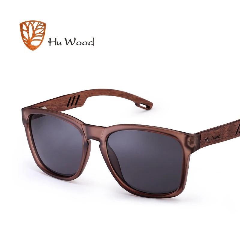 HU WOOD Brand Design Multi-color Frame Skateboard Wood Sunglasses for Men Color Gradient Lenses Driving Shade Anti-glare GR8011 - Цвет линз: 2