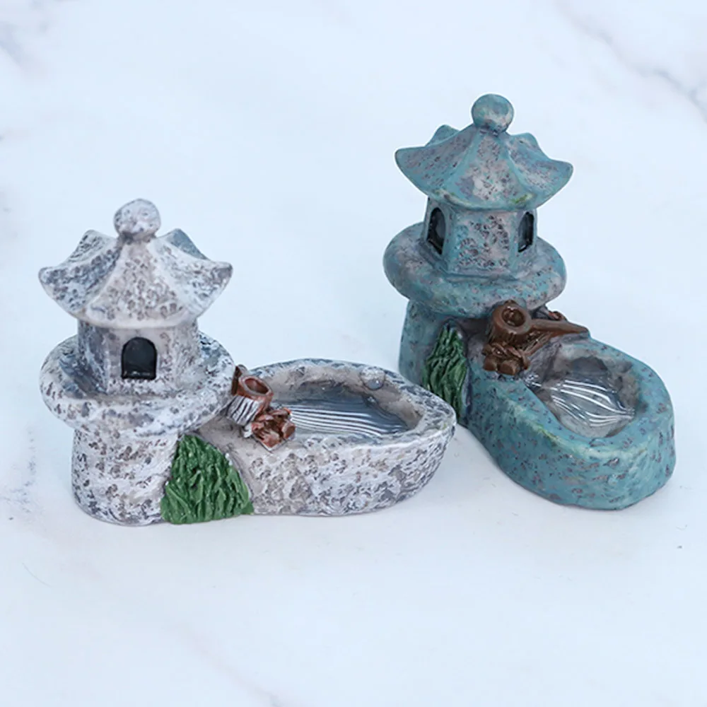 

High Quality Miniature Retro Vintage Artificial Pool Pond Tower Craft Fairy Garden Home Decor Micro Landscape DIY Accessories