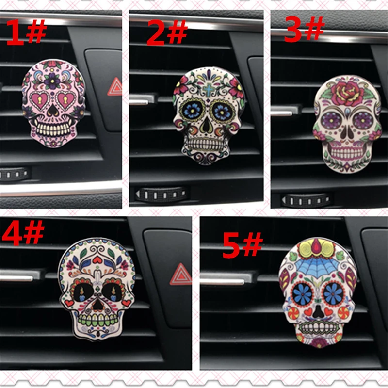 

Cool Skull Styling Car Vent Perfume Clip Aromatherapy Cologne Lemon Fragrance Ocean Peach Lavender Vehicle Interior Decoration