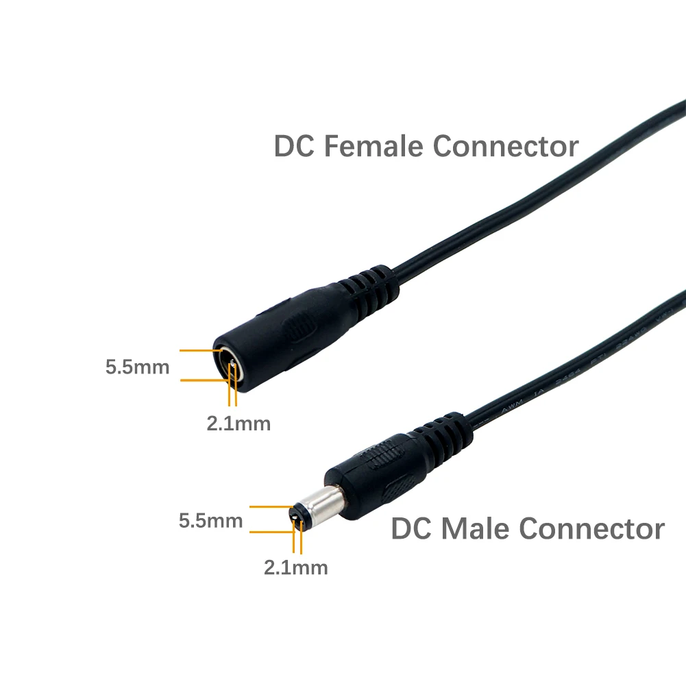  UnvarySam DC Extension Cable 10m/32.8ft 2.1mmx5.5mm 22AWG for 12V 3A LED Strip CCTV Camera Router a - 32911287261
