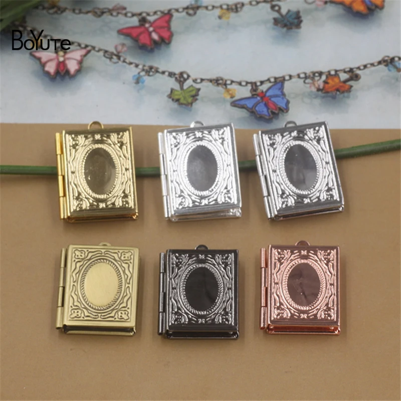 BoYuTe 10Pcs 1926MM Rectangle Locket Photo Locket Book Locket Pendant Floating Locket Charms (1)