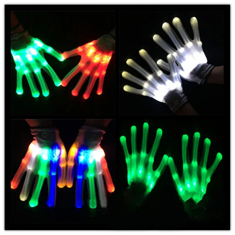 Пара красосветодио дный светодиодных перчаток Rave Light Finger Lighting мигающие перчатки унисекс скелетная перчатка