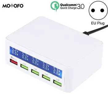 

Multi USB Charger,50W 5 Port USB Fast Charger with QC 3.0 Quick Charge LCD Smart Charging Station Hub for Smartphone,Power Bank