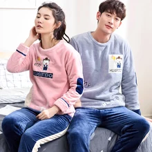 Новые зимние фланелевые пижамы для пары пижамы с длинными рукавами и рисунком теплые мужские пижамы женские пижамы для сна, пара пижамных комплектов