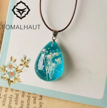 

FOMALHAUT Natural Blue transparent luminous stars Leather Chain Necklace Long Strip Pendant Necklace Women 2016 Jewelry SX-88