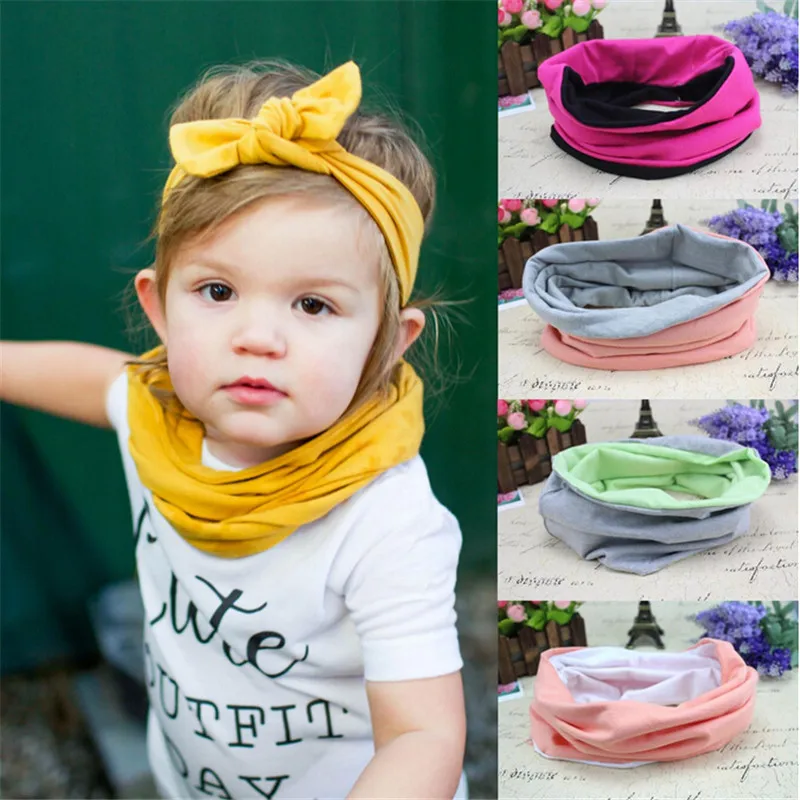 new two color mixed fabric O ring baby collars winter warm kids scarf double layer fashion boys girls scarves bib neck wear