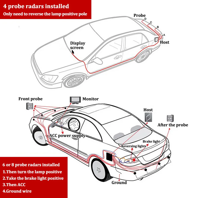 Car Parking Sensor 8 Sensors Auto Radar Detector Reversing Front Back Car Parking Radar Monitor System with LCD Display