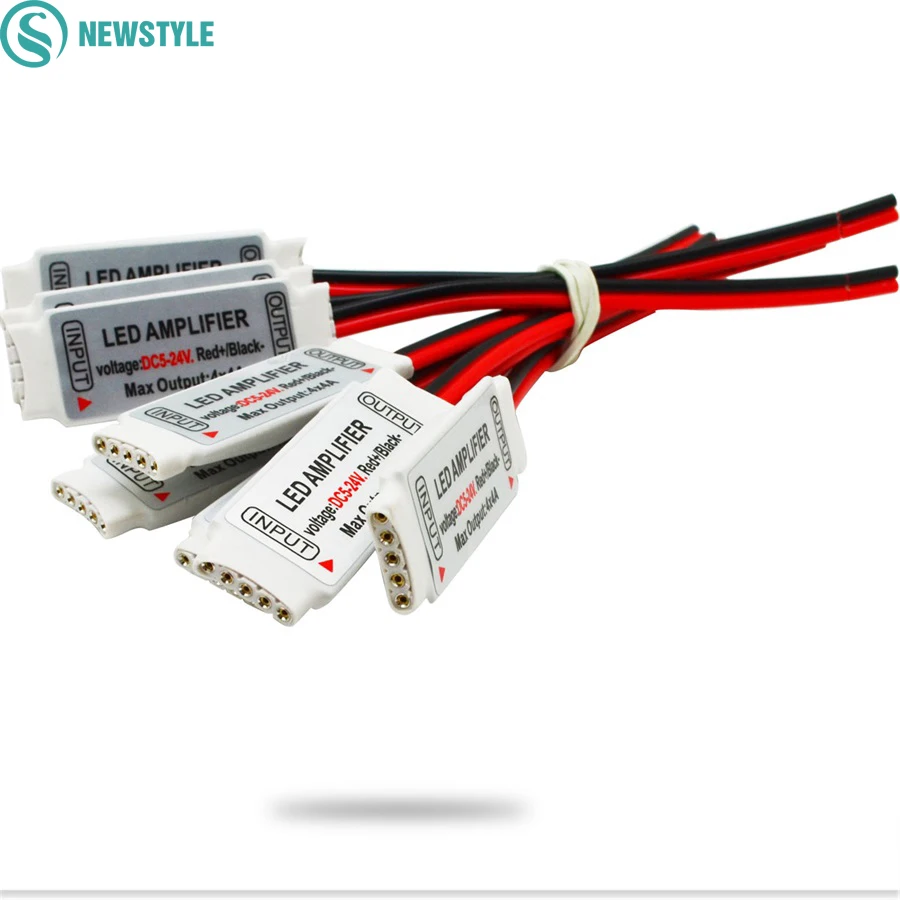 Mini светодиодный Усилитель RGBW 5Pin контроллер провода DC 5 24V 4CH x 4A для 5050 Светодиодная