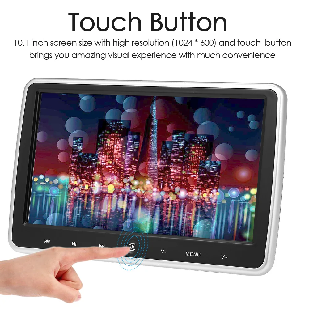

DVD Player Auto Monitor Touch Button Built-in Speakers Support Game Disk FM IR HD Input AV IN OUT SD Card Slot Video Player DVD