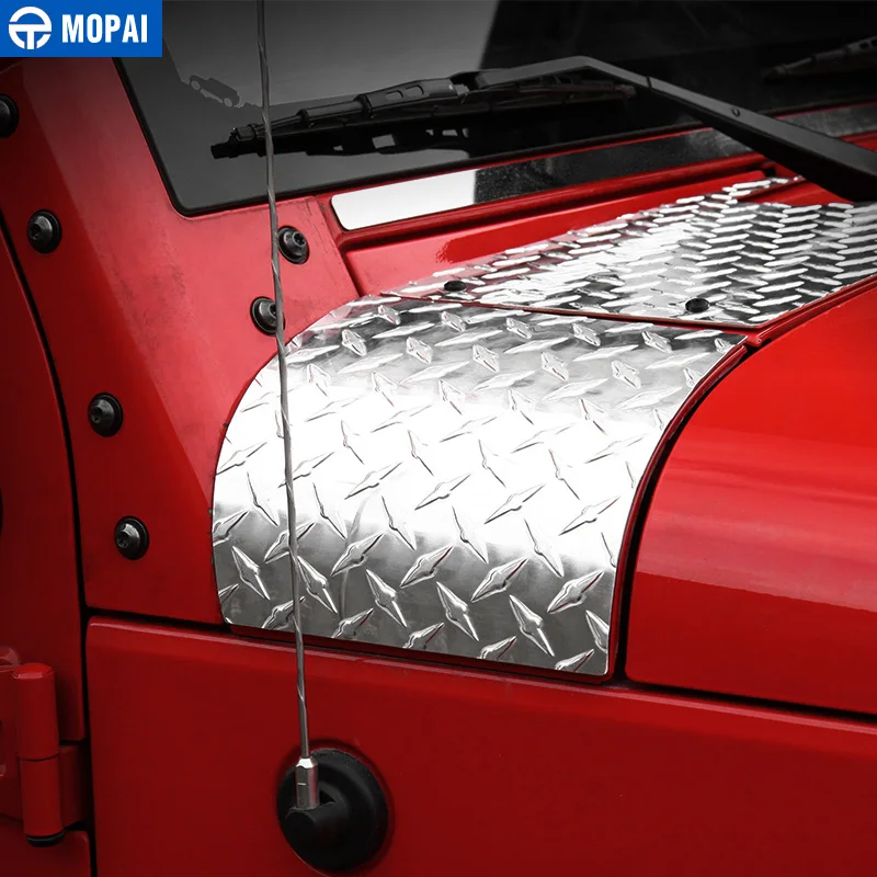 MOPAI Engine Cover Car Stickers for Jeep Wrangler JK 2007- Car Hood Angle Wrap Covers for Jeep JK Wrangler Accessories