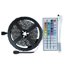 RGB Светодиодные ленты свет SMD 5050 DC12V 60leds/M 5 м/лот гибкие светодиодные ленты лента + мини 44 ключей ИК-пульт дистанционного управления