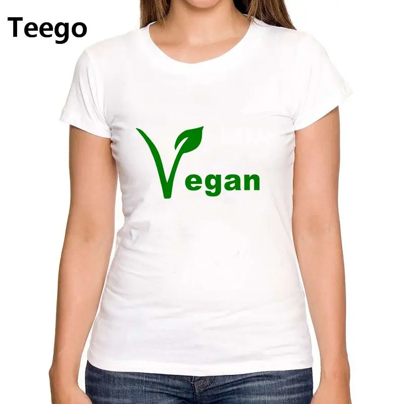Harajuku моды Vegan с принтом букв футболки Для женщин футболка женский белый Kawaii