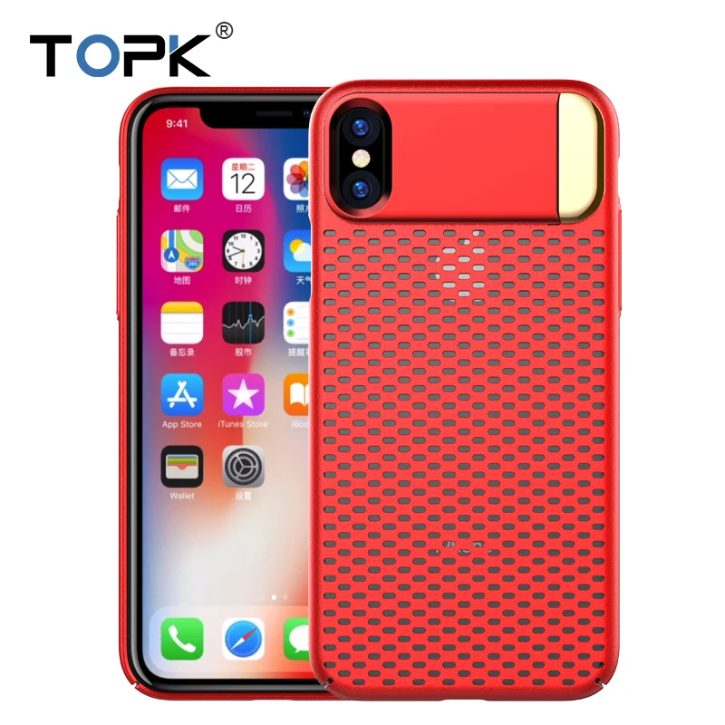 TOPK Heat Dissipation Stand Phone Case For iPhone X ,Ultra Thin Metal