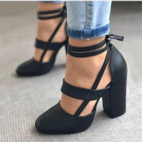 

Women Pumps Plus Size 35-43 Women Heels Chaussures Femme Gladiator Summer High Heels For Party Wedding Shoes Women Thick Heels