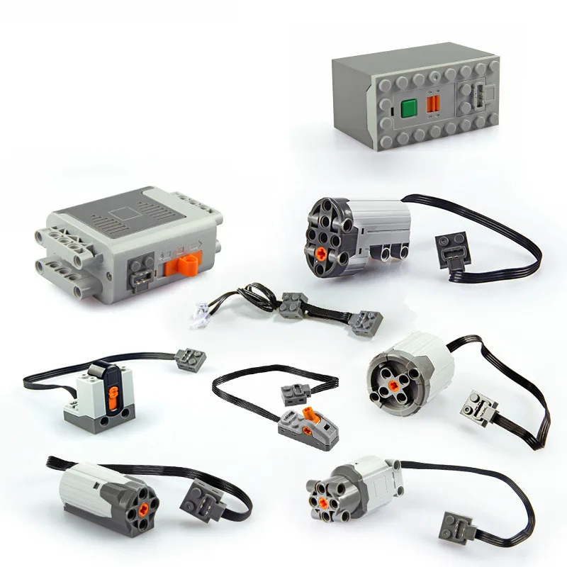

In Stock Motor technic train Remote Receiver LED Light Battery Box Power Functions 20001 3368 Technic 20053 LEpins MOC Bricks