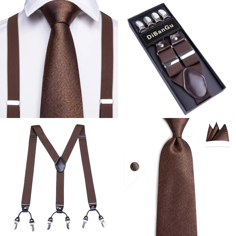Роскошные 20 стилей мужские подтяжки кожаные 6 Клипов винтажные повседневные брюки ремень мужские s подарок с галстуком для мужчин Бизнес