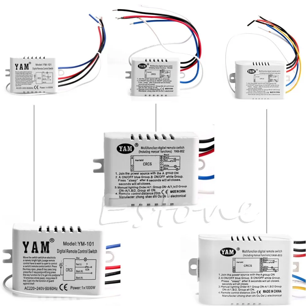  220V 1/2/3 Ways Wireless ON/OFF Lamp Remote Control Switch Receiver Transmitter - 32837548498