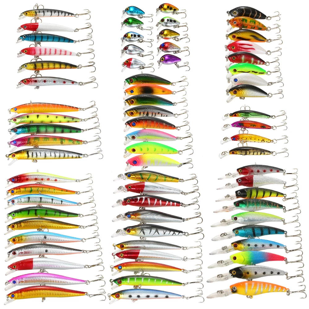 

Pack of 71pcs Mixed Fishing Lure Set Kit Minnow Crankbaits Artificial Hard Bait Bass Carp Fishing Tackle Kit De Senuelo De Pesca