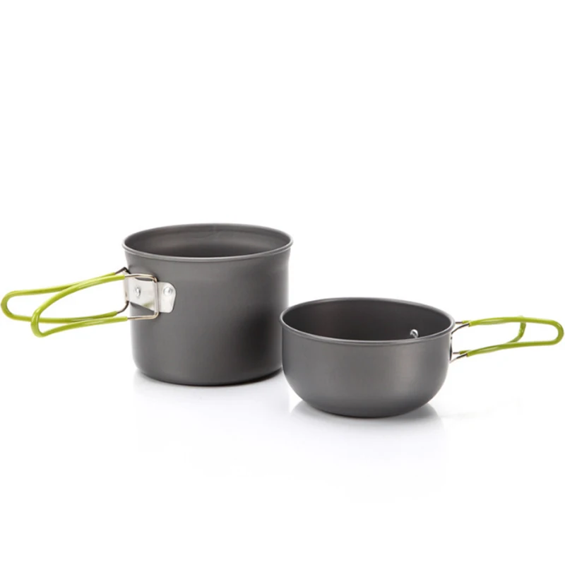 2PCS outdoor camping set pot individual 2 in 1 portable outdoor