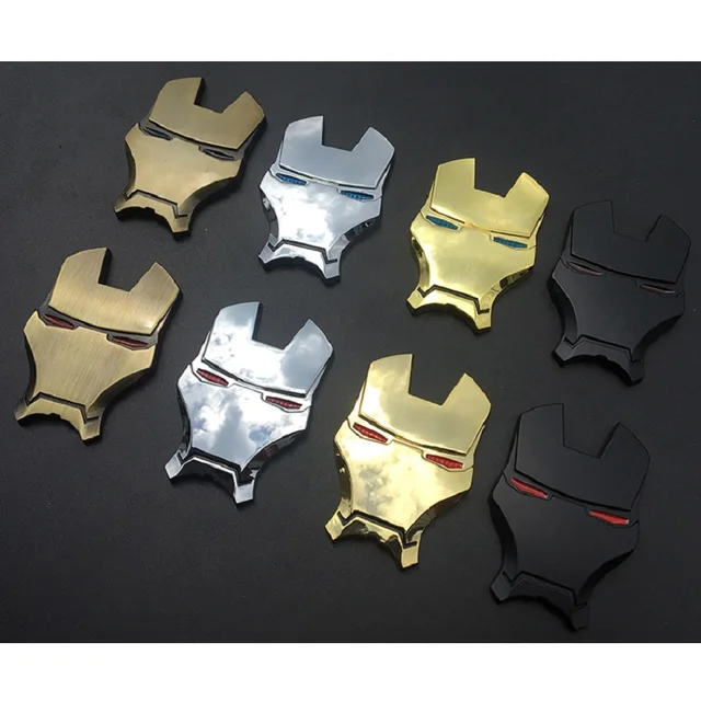 4x6cm 3D Chrome Metal Iron Man Car Emblem Stickers Decoration The