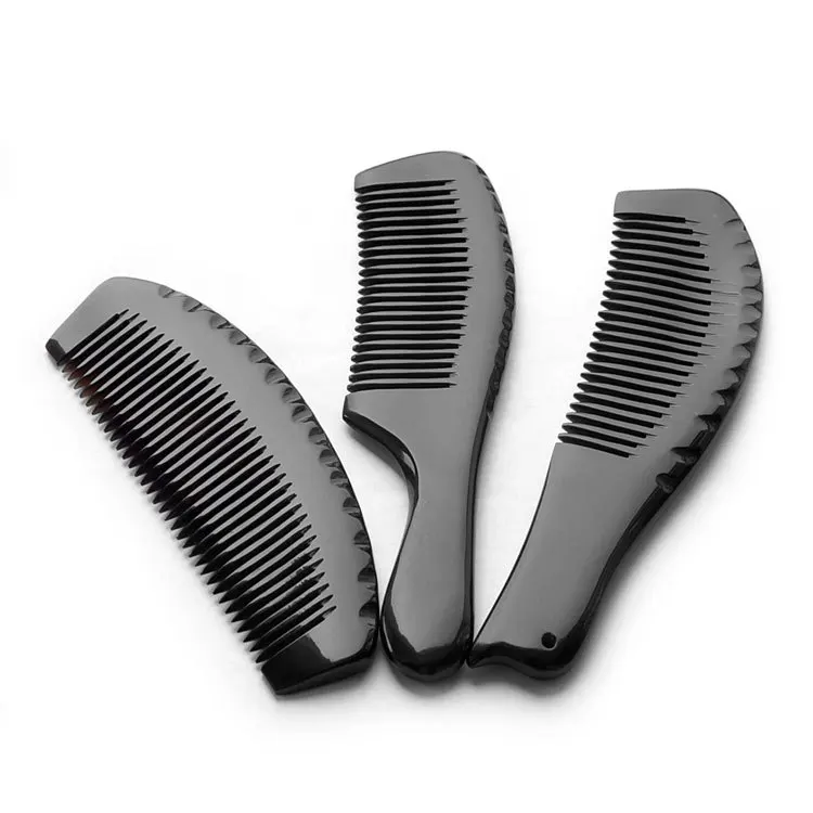 

1PC 14-16cm Boutique Natural Black Buffalo Horn Comb Portable multi-style Massage Smooth Hair Comb Random Color G0411