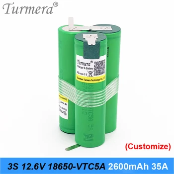 

3s 10.8v 12.6v battery 18650 pack us 18650vtc5a 2600mah battery 35a soldering battery for screwdriver tools battery customized