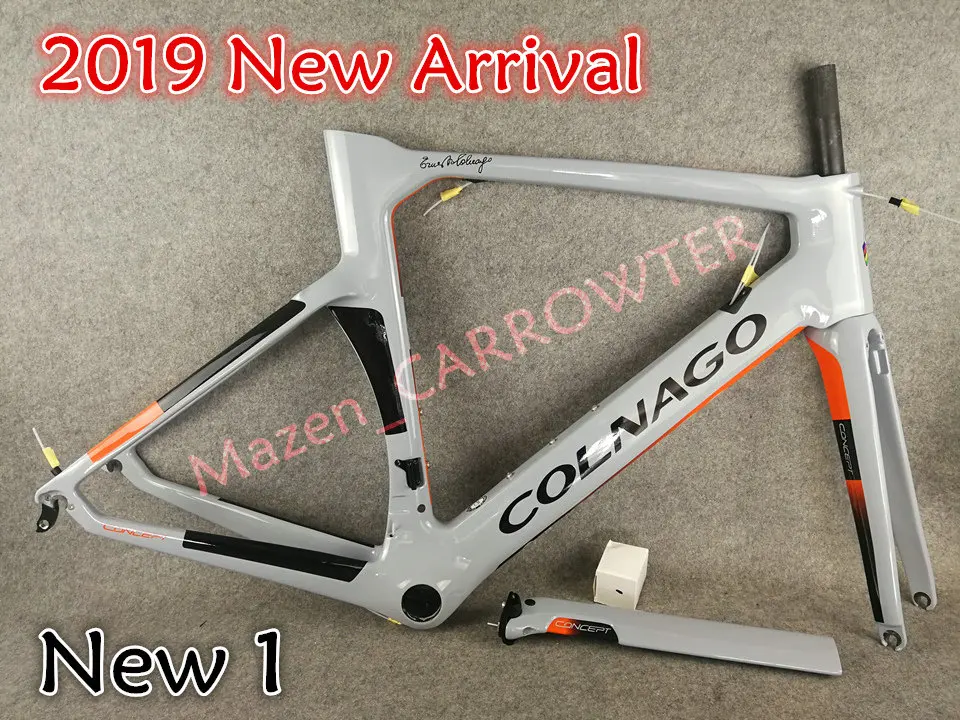 Cheap Fluorescent Yellow Colnago CONCEPT carbon road frames+Handlebar+Saddle+bottle cages 50mm carbon wheels Novatec A271 hubs 17