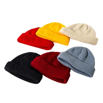 

Solid Color Rib Knitted Beanies Hats for Woman Men Kids Girls Boys Knitting Wool Hat