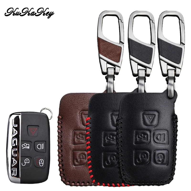 

Leather Car Key Case Cover For Jaguar XF XK XKR X-type XE V12 Guitar Scissors Smart Remote Car Key Shell Protection Car Styling