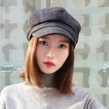 Женская Осенняя модная клетчатая восьмиугольная кепка для отдыха в стиле ретро английская шляпа для женщин