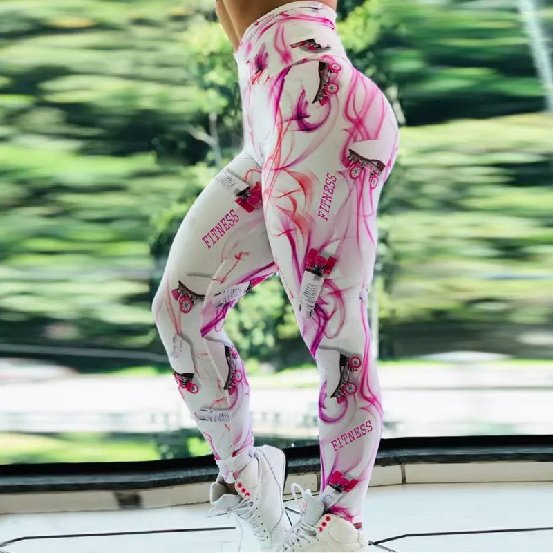 طماق جديد على الجليد طباعة رفع اللياقة البدنية يغطي الرجل المرأة تجريب Leggins ضئيلة النساء أزياء سروال شكل قلم رصاص عالية الخصر leggins موهير