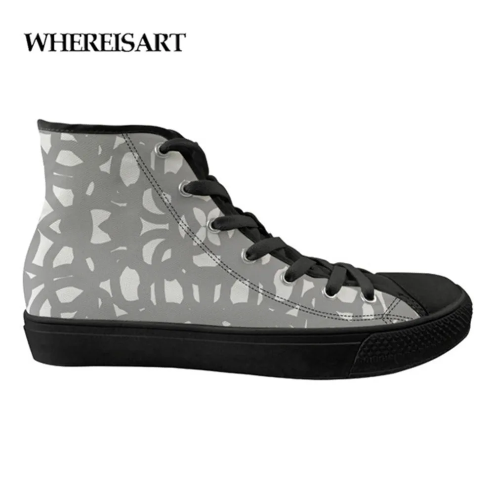 

WHEREISART Spring Autumn Men's Vulcanized Comfortable Shoes Printing Men's High To Help Print Fashion Teenage Boys Canvas Shoes