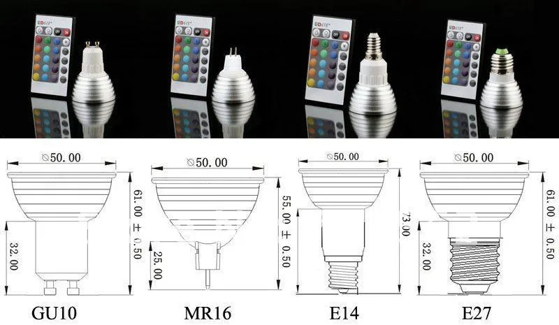 E27 RGB светодиодный светильник с дистанционным управлением, точечный светильник, 16 цветов, меняющийся прожектор, 3 Вт, светильник, 24 ключа, ИК-пульт,, M4