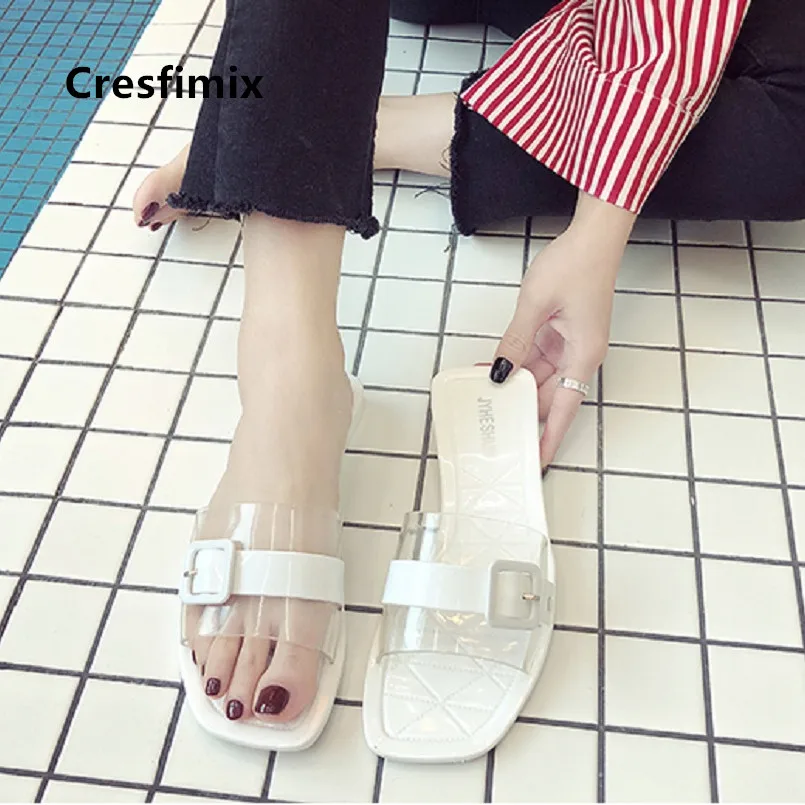 Cresfimix для женщин модные черные удобные тапочки леди повседневное Весна и лето направляющие белый Vrouwen Pantoffels B5048
