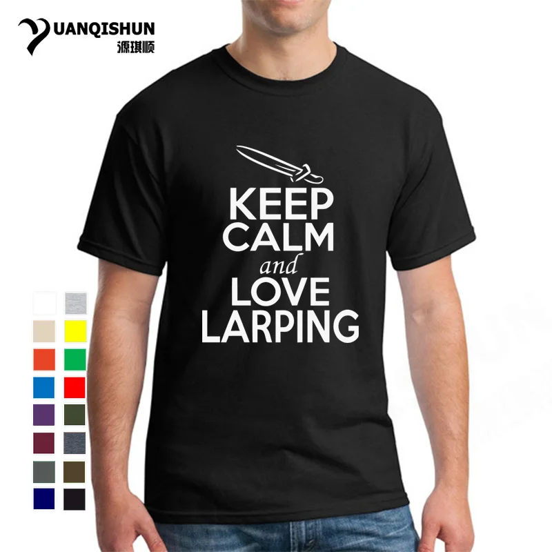 Футболка с надписью KEEP CALM And LOVE LARPING забавная футболка Larping 16 цветов хлопковый