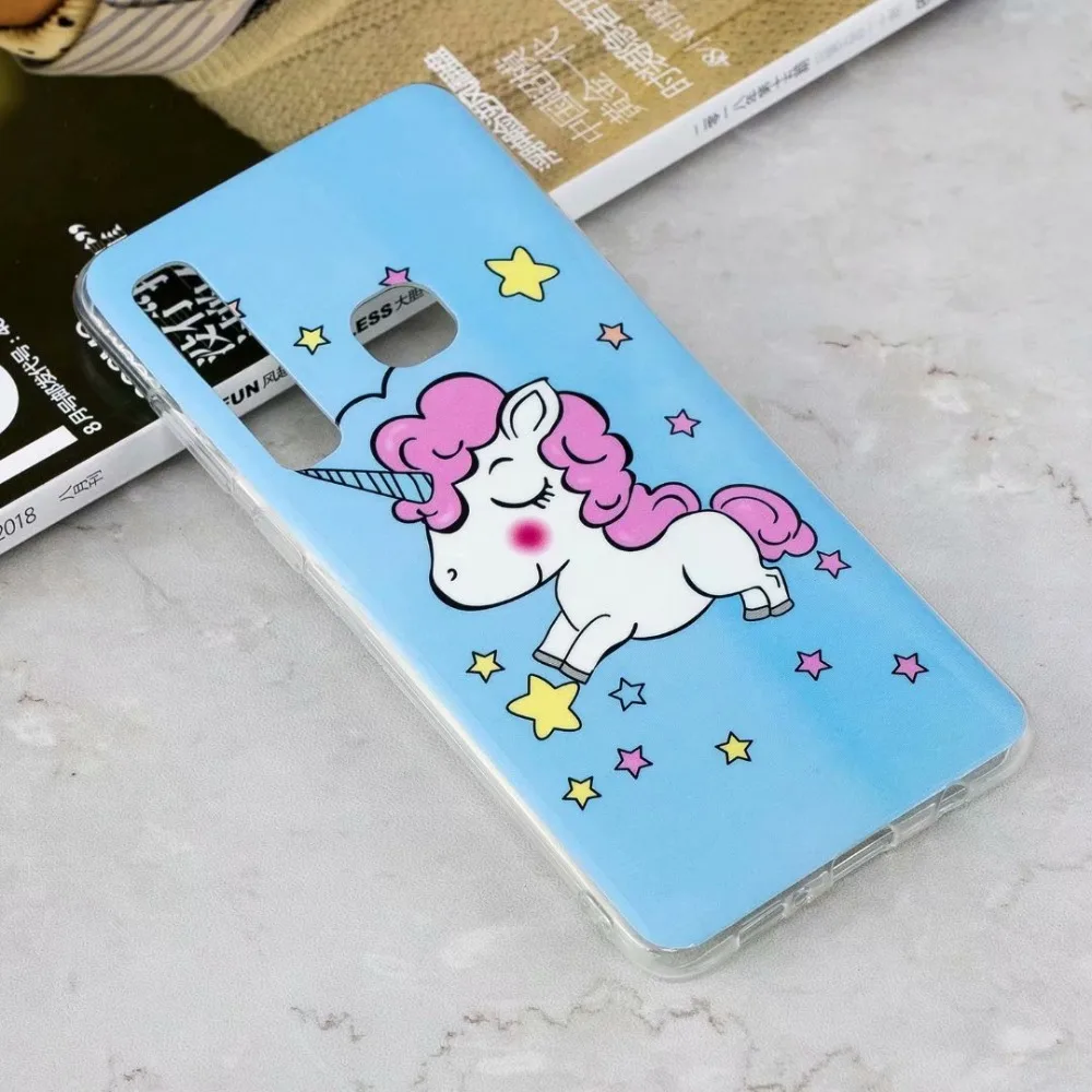 

Cartoon Unicorn Noctilucent Soft TPU Silicone Cover For Samsung Galaxy A9 2018 A7 2018 Luxury 360 Full Protection Phone Cases