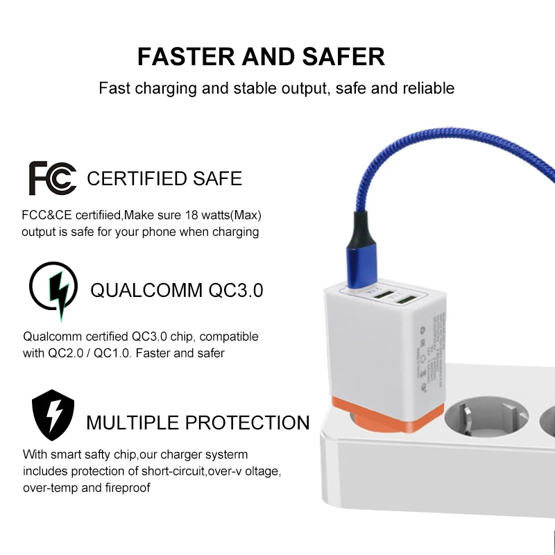 Быстрое зарядное устройство Eyefun QC3.0 умное быстрое USB для мобильного телефона