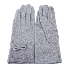 Модные перчатки женские осенние и зимние элегантные кружевные кашемировые перчатки теплые варежки милые шерстяные перчатки с бантом подарки для девочек